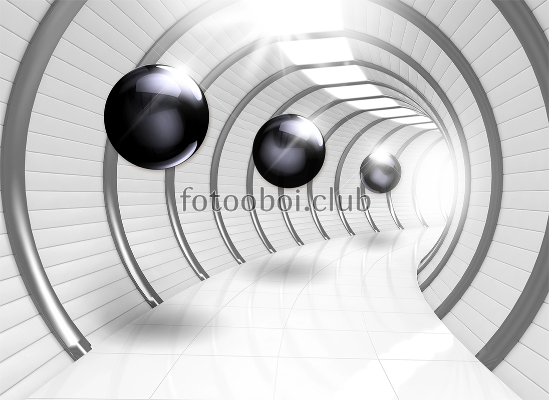 шары, коридор, 3д, 3d, стереоскопические 